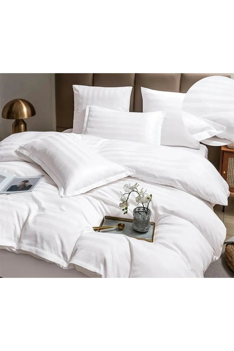 Простыня на резинке страйп-сатин "ЕА-3х3 см" 130г/м "ЕА-Отбеленный" арт. 1086 (240 см)