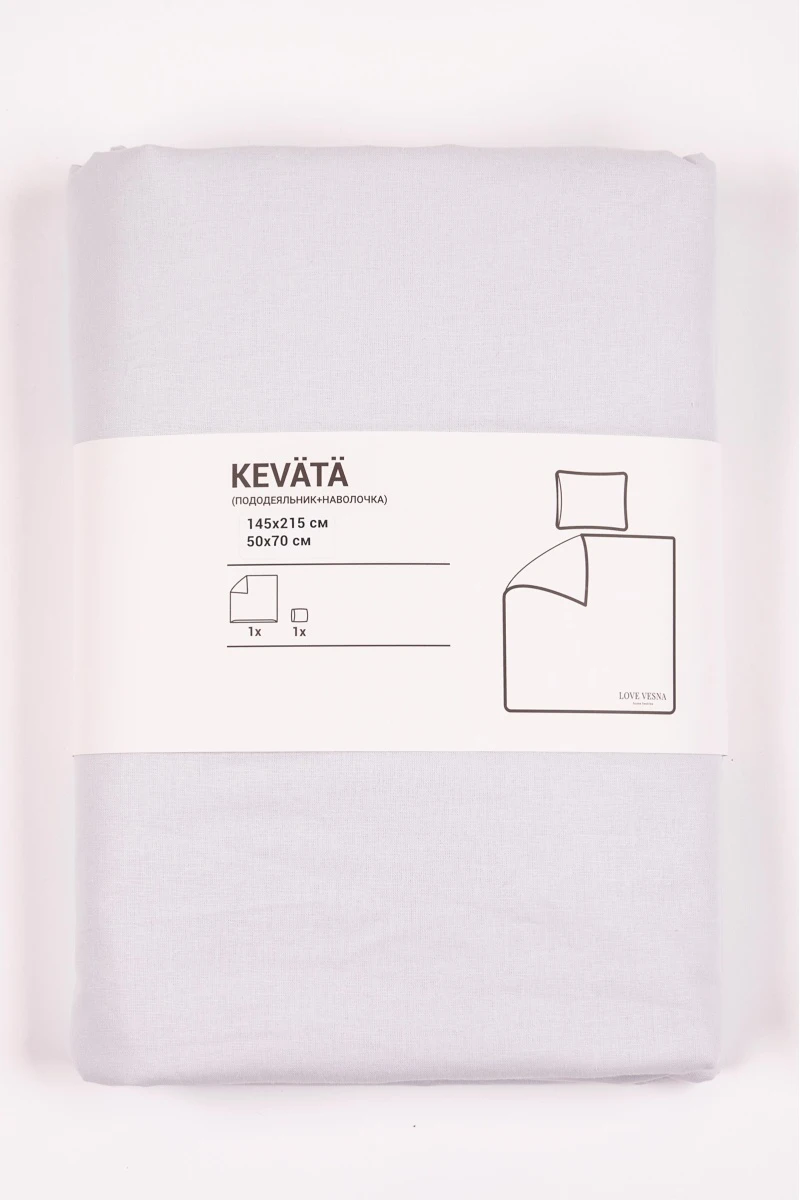 1 + 1 Пододеяльник и наволочка поплин "Серый туман", 70х70 см (70162, "МИЛАН")