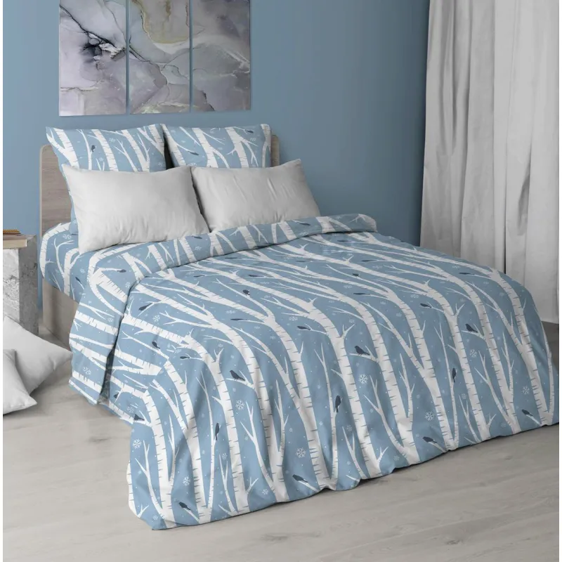 КПБ "ХБК" перкаль "Березки" ментол ком. р. 1.5 сп. арт. 7230-1 (навол. серый туман)