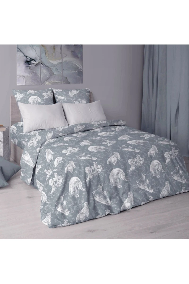 Простыня на резинке перкаль "ХБК" "Нанук" серый арт. 7226-1 тип 1