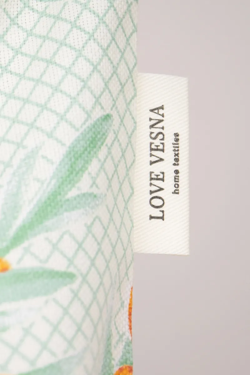 Декоративная наволочка на молнии из рогожки "ТЛ" Ветви облепихи