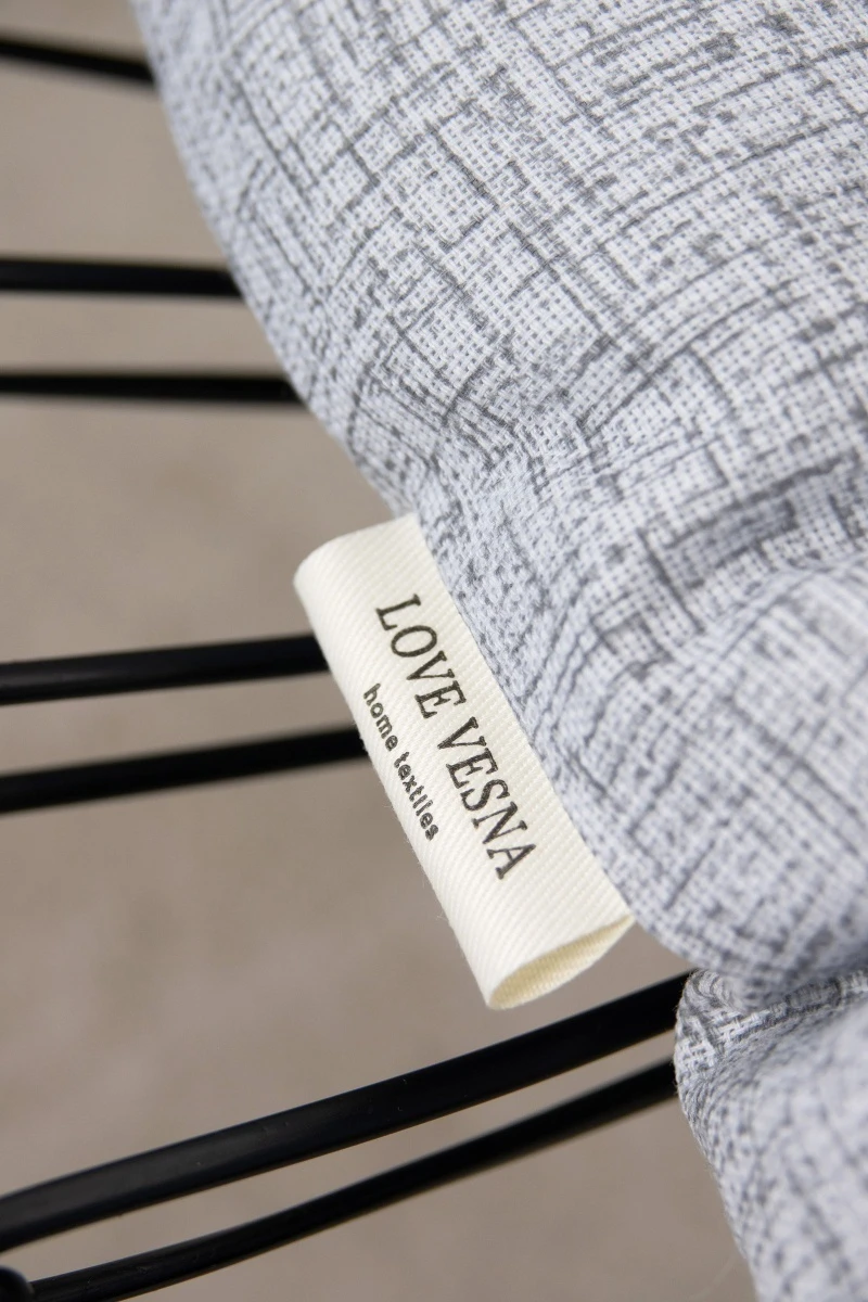 Подушка на скамью хлопковая "Диз" Штрихи графита