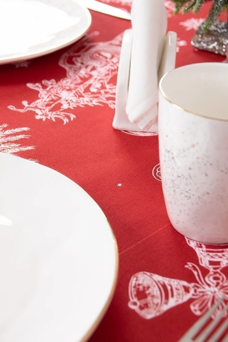Скатерть круглая рогожка "ХБК" Новогодние традиции (145х145 см)