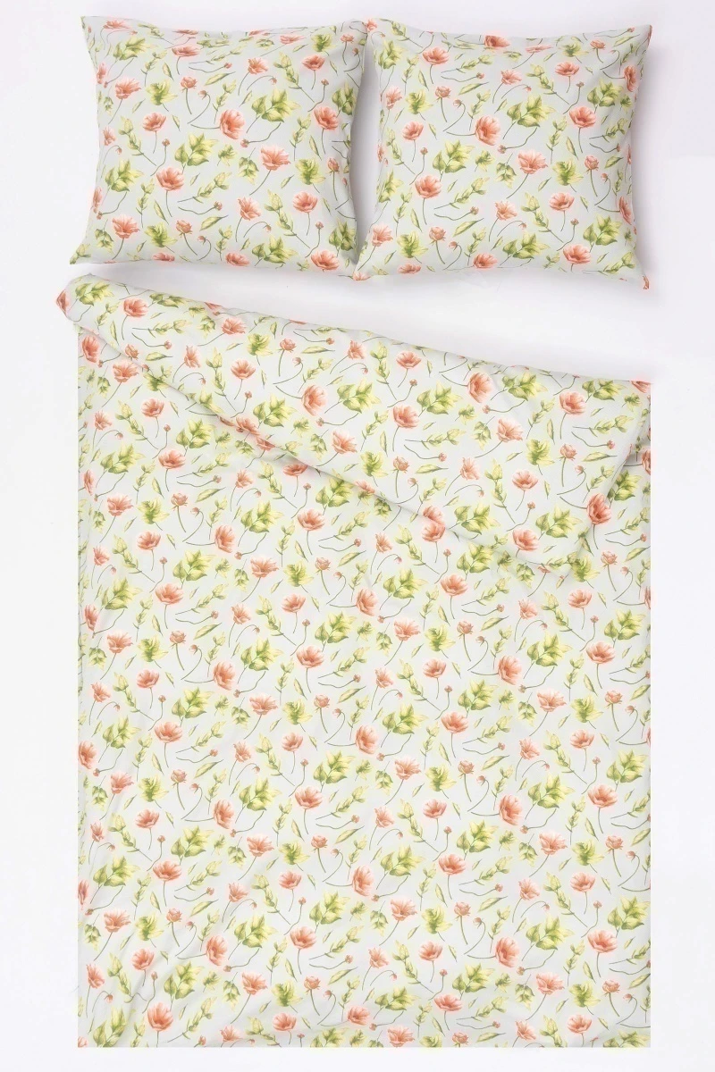 1 + 2 Пододеяльник и 2 наволочки бязь "Маки на фактуре" серый, 145х215, 70х70 см (арт. 10523-1, "ТЛ")