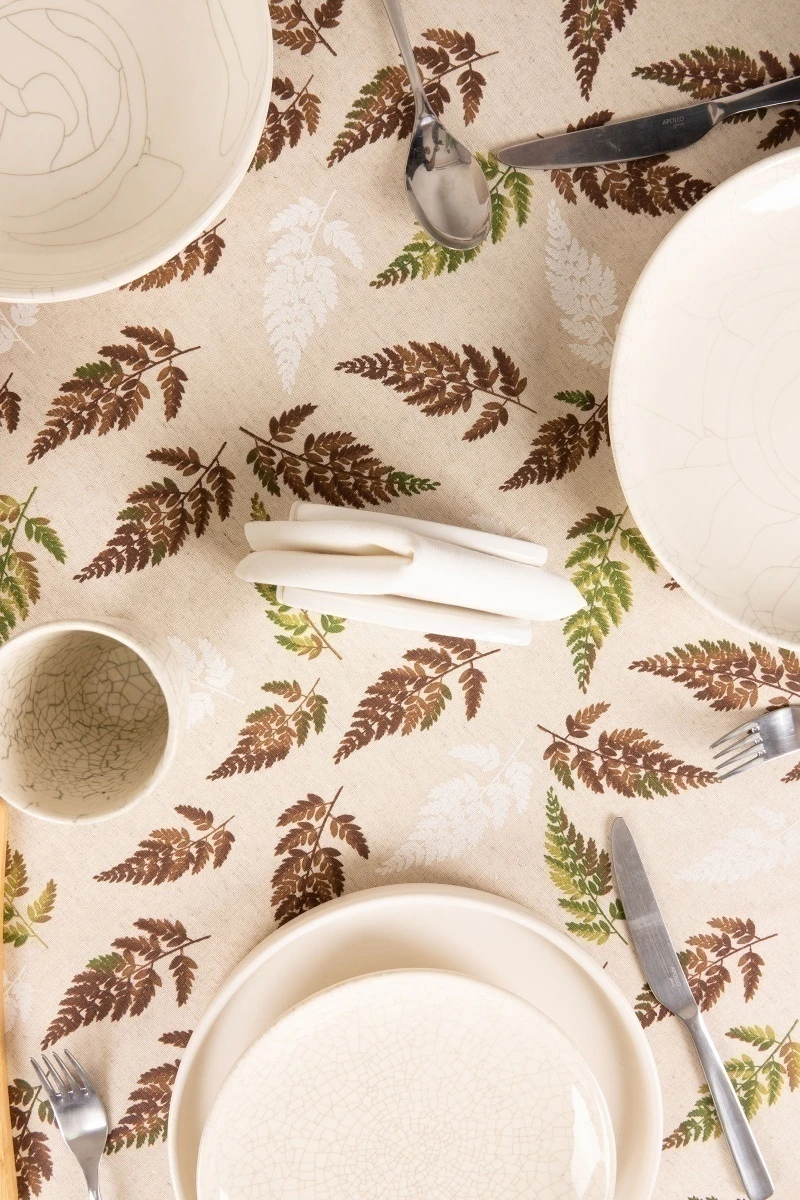 Скатерть круглая полулен "ГП" Папоротник (145х145 см)