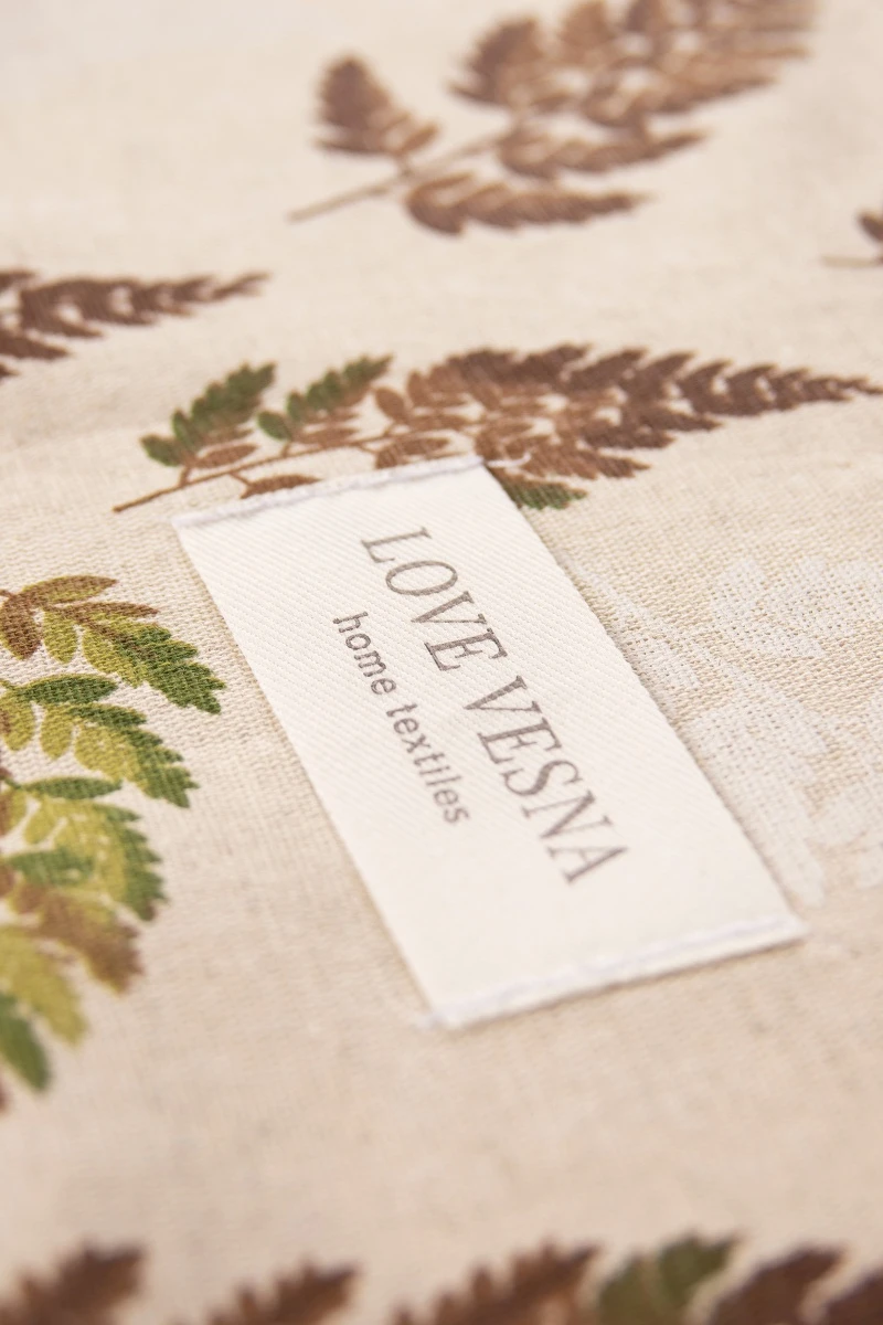 Скатерть круглая полулен "ГП" Папоротник (145х145 см)