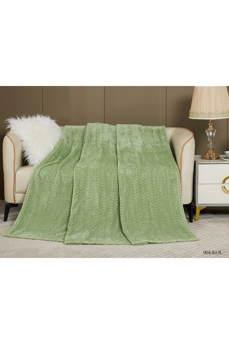 Покрывало плюш велюр Колосок 004-KOL Зеленый (270 г)
