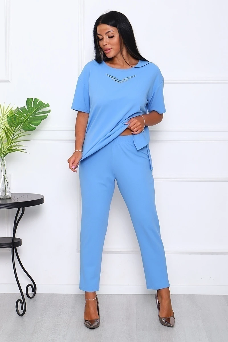 Костюм с брюками 24651 (голубой)