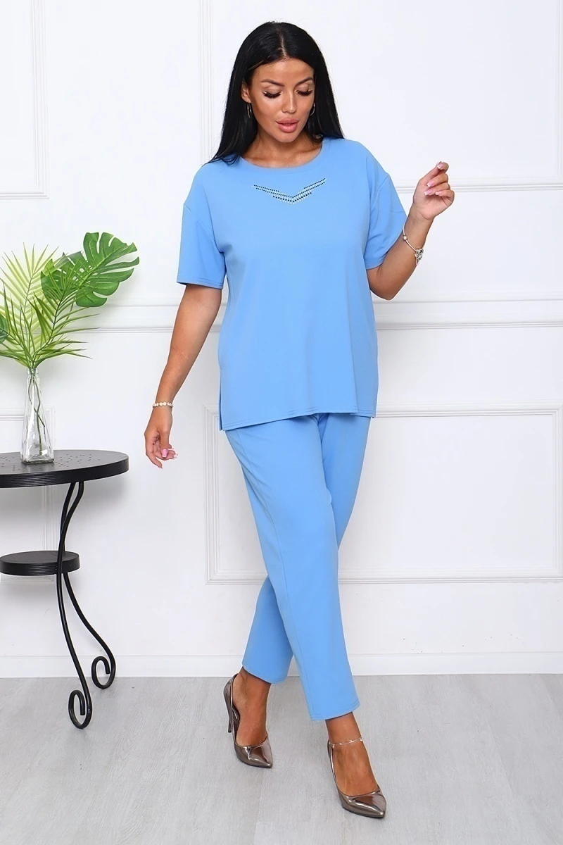 Костюм с брюками 24651 (голубой)