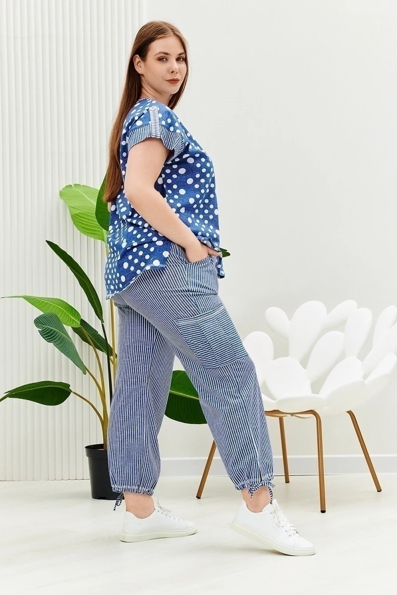 Костюм с брюками 9206 (полоса горох хаки)