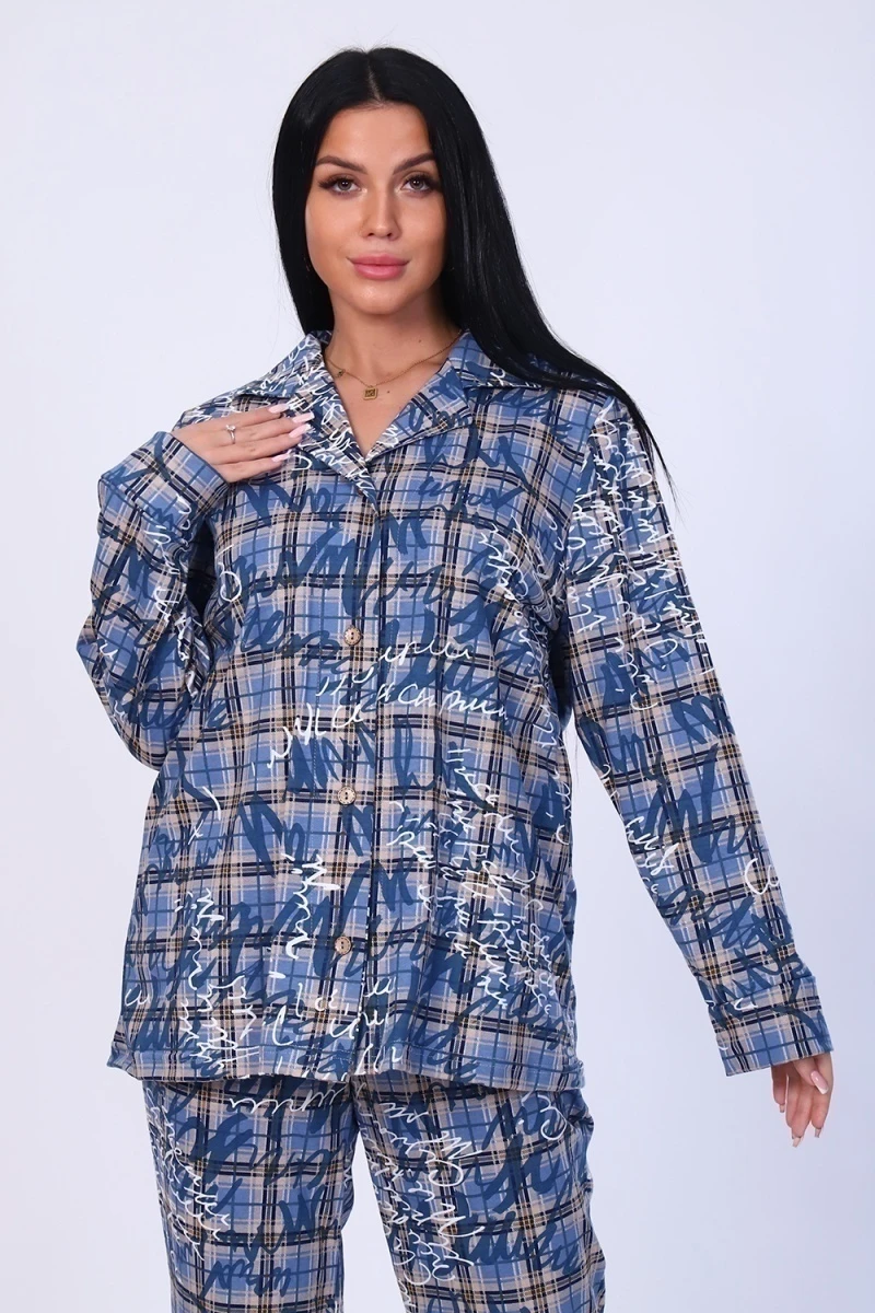 Костюм с брюками 70023 (синяя клетка)