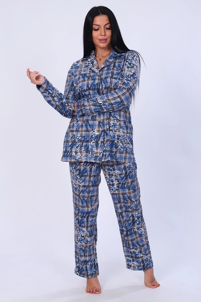 Костюм с брюками 70023 (синяя клетка)