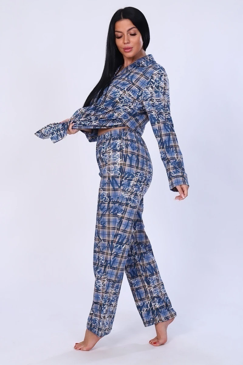 Костюм с брюками 70023 (синяя клетка)