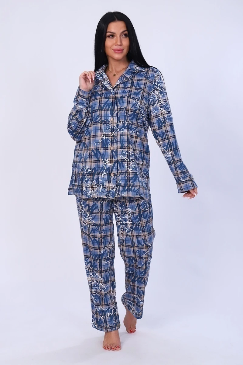 Костюм с брюками 70023 (синяя клетка)