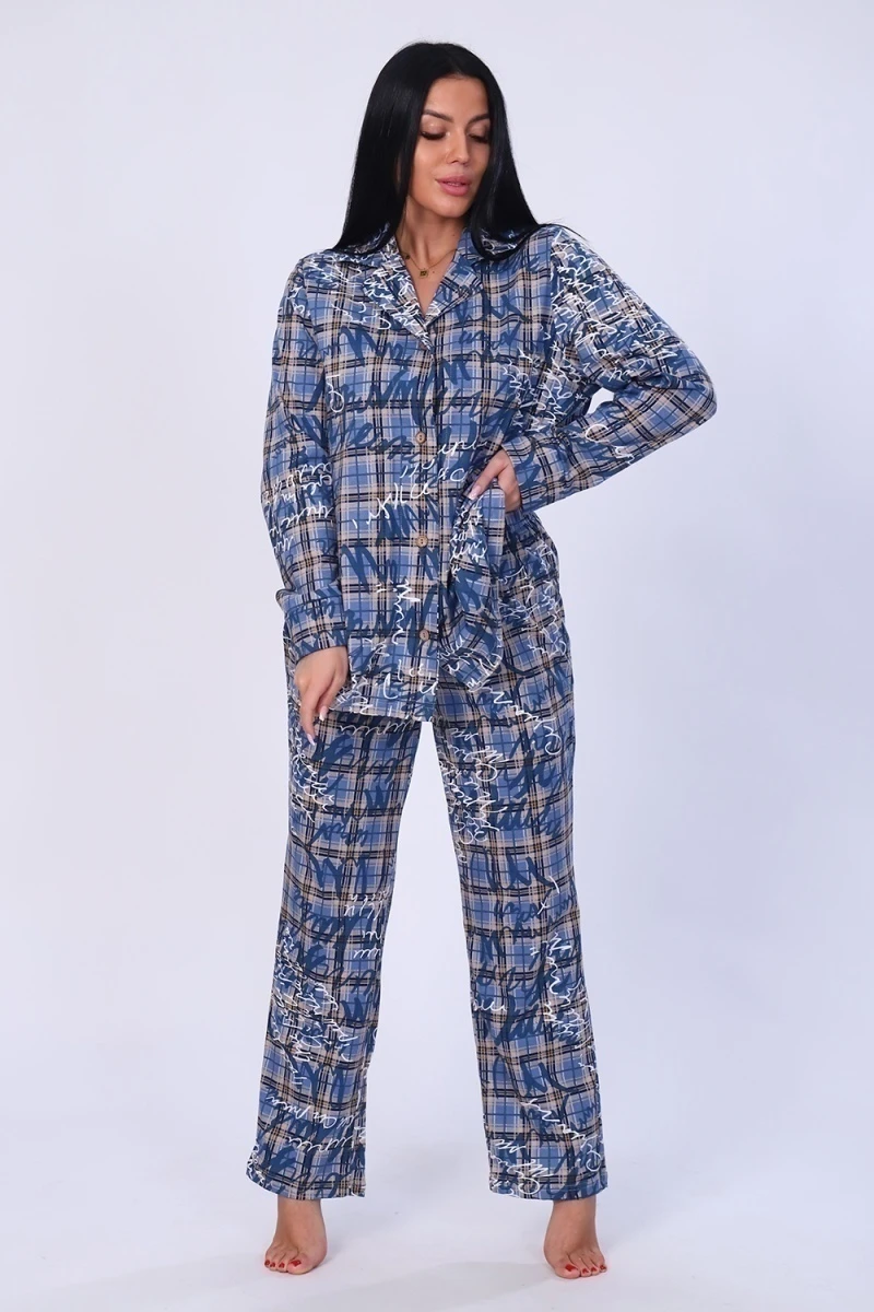 Костюм с брюками 70023 (синяя клетка)