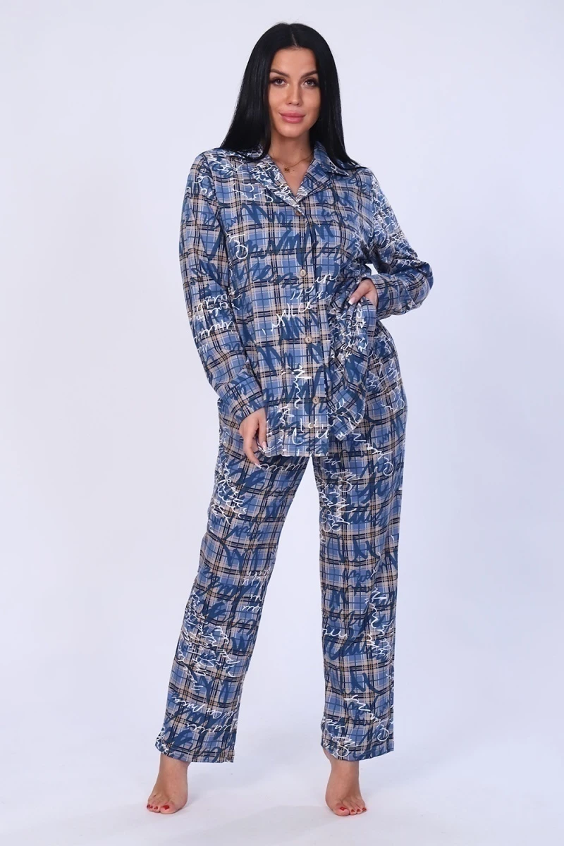Костюм с брюками 70023 (синяя клетка)