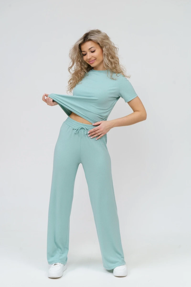 Костюм с брюками 36629 (тройка: брюки, шорты. , футболка) (ментол)