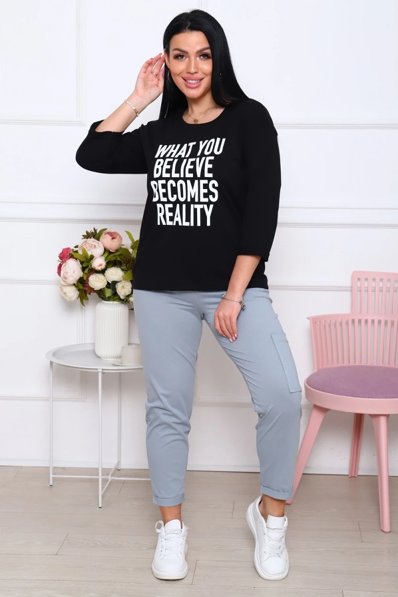 Костюм с брюками 57076 (черный,серый)