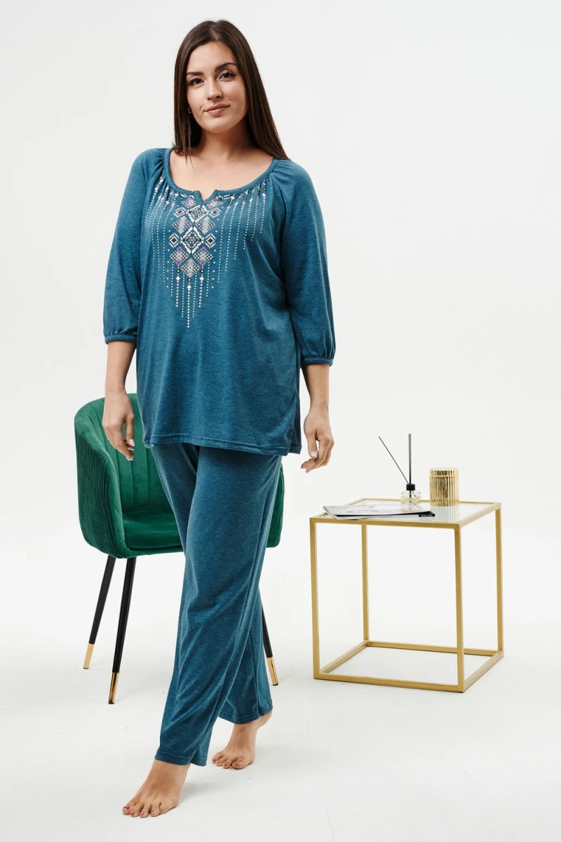 Костюм с брюками 42232 (зеленый)