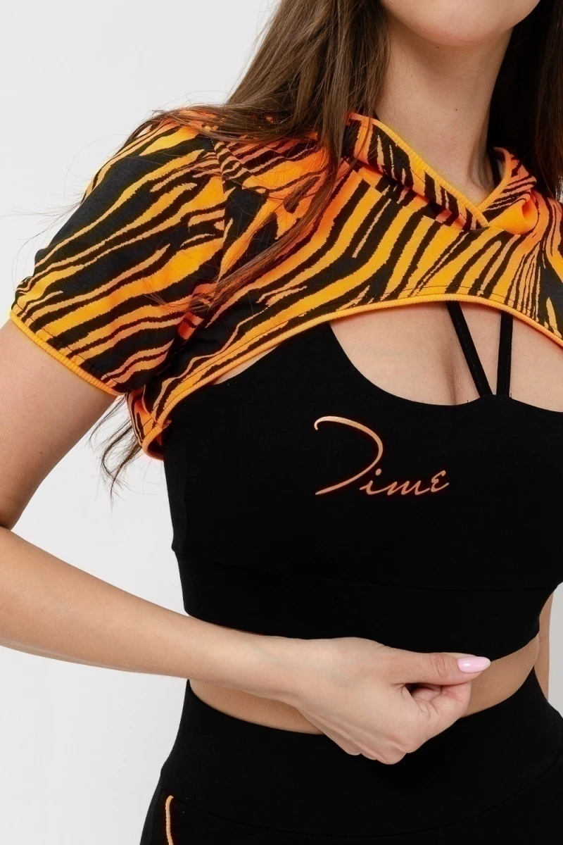 Костюм с шортами 67077 (тройка) (черный+оранжевый водросли)