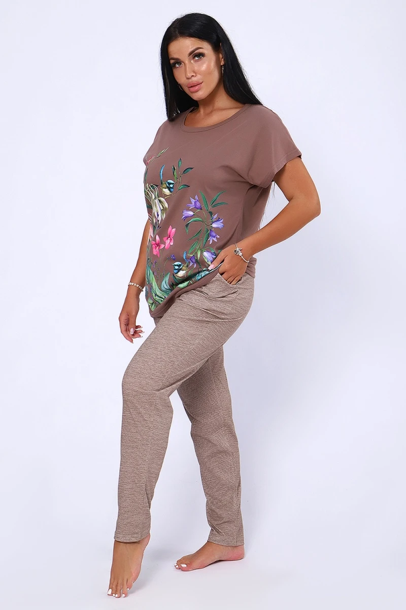 Костюм с брюками 65034 (коричневый)