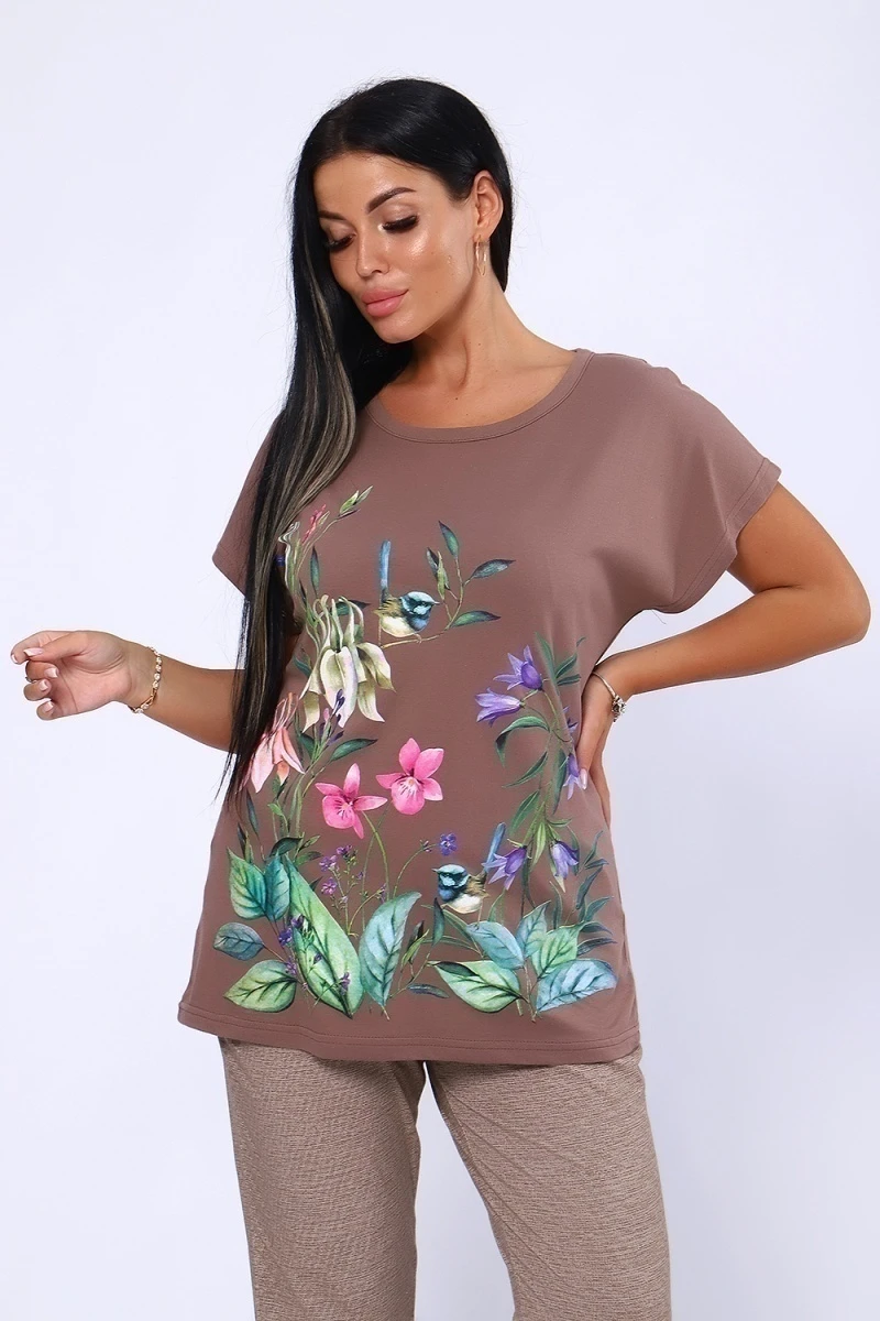 Костюм с брюками 65034 (коричневый)