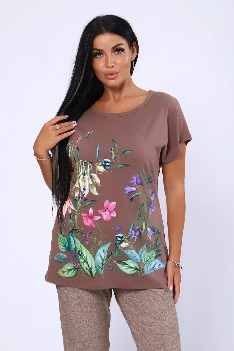 Костюм с брюками 65034 (коричневый)