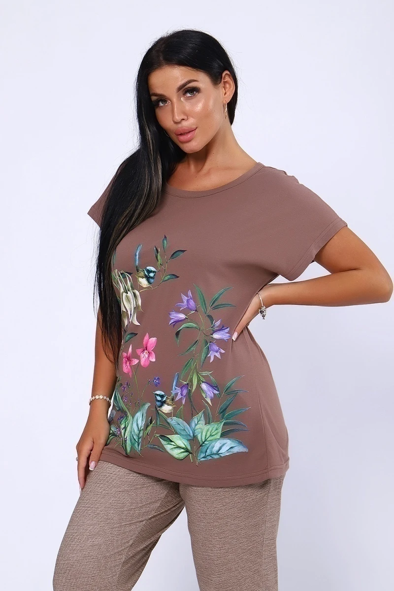 Костюм с брюками 65034 (коричневый)