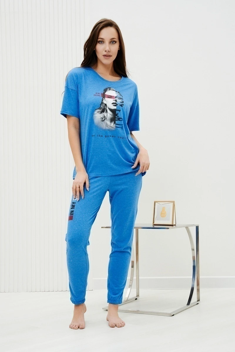 Костюм с брюками 42247 (голубой)