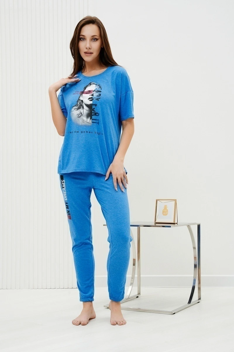 Костюм с брюками 42247 (голубой)