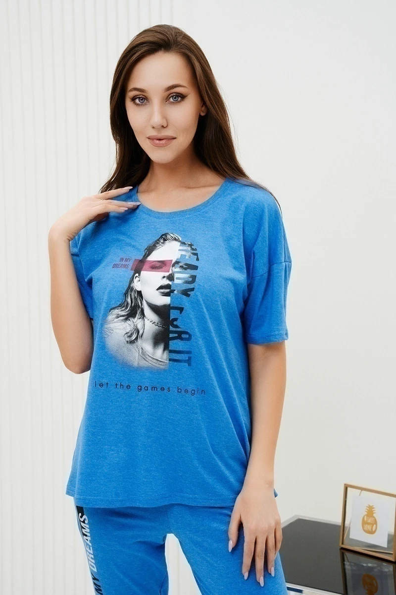 Костюм с брюками 42247 (голубой)