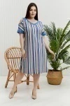 Платье 7380 (синий+цветная полоса)