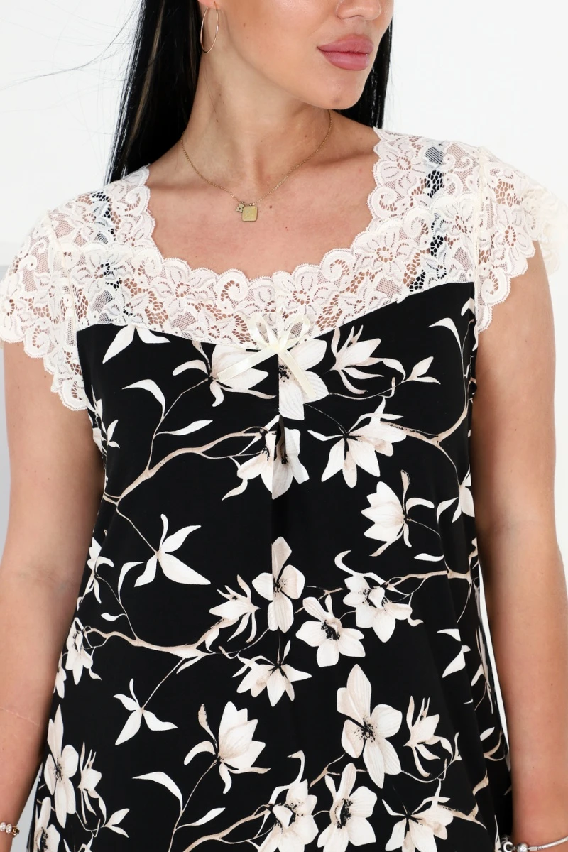 Сорочка 6100 (цветы черные)