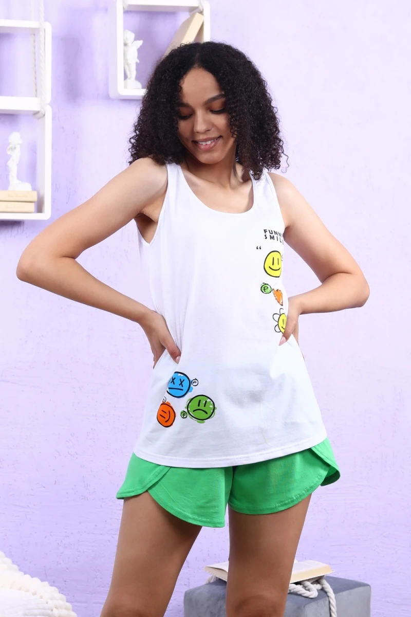 Пижама с шортами 15370 (зеленый)