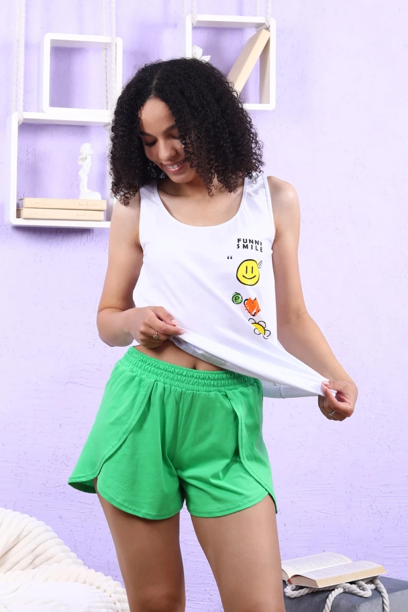 Пижама с шортами 15370 (зеленый)