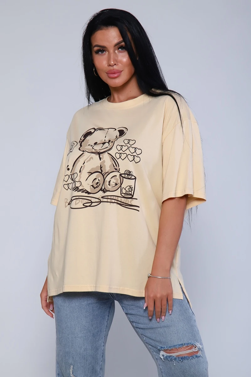 Футболка 80017 (персиковый-коричневый)