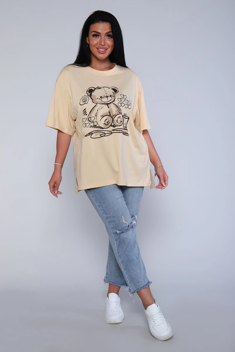 Футболка 80017 (персиковый-коричневый)