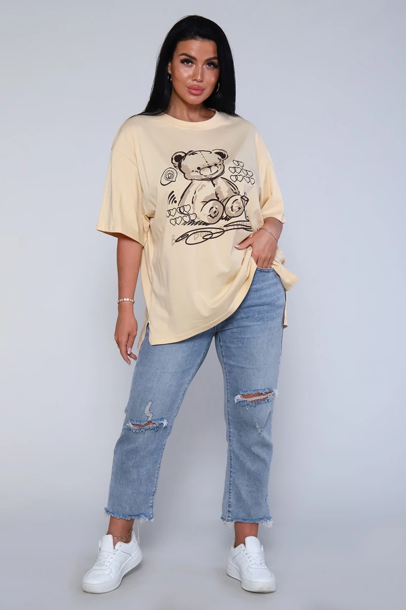 Футболка 80017 (персиковый-коричневый)