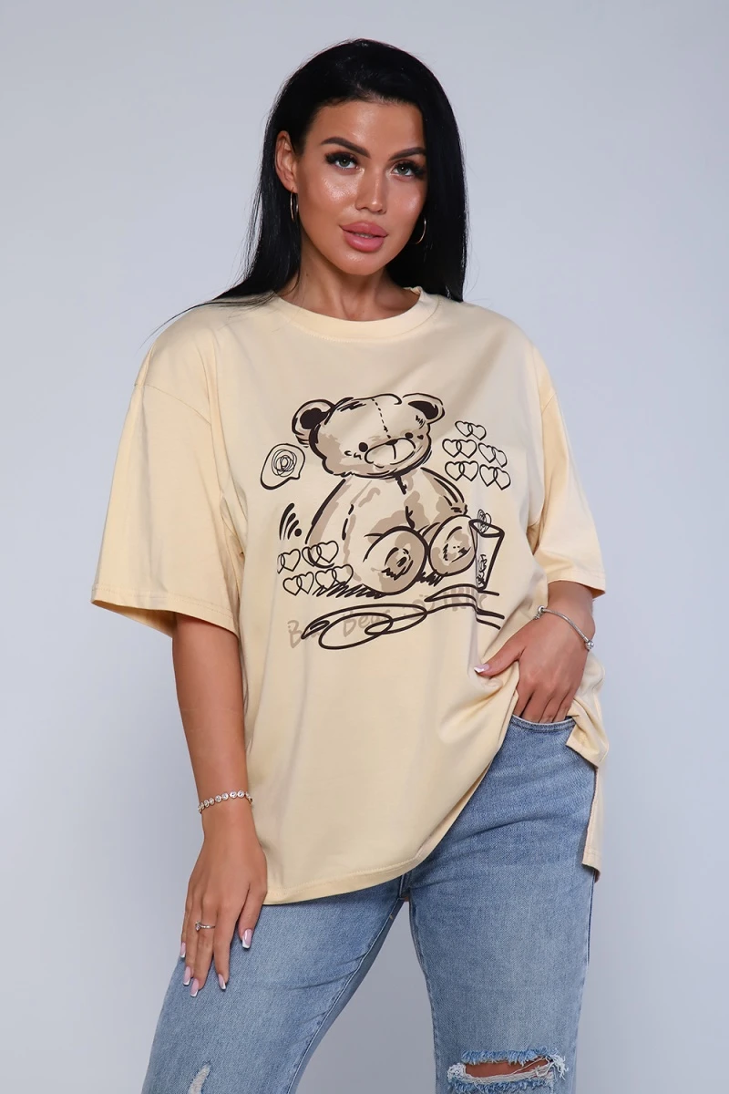 Футболка 80017 (персиковый-коричневый)