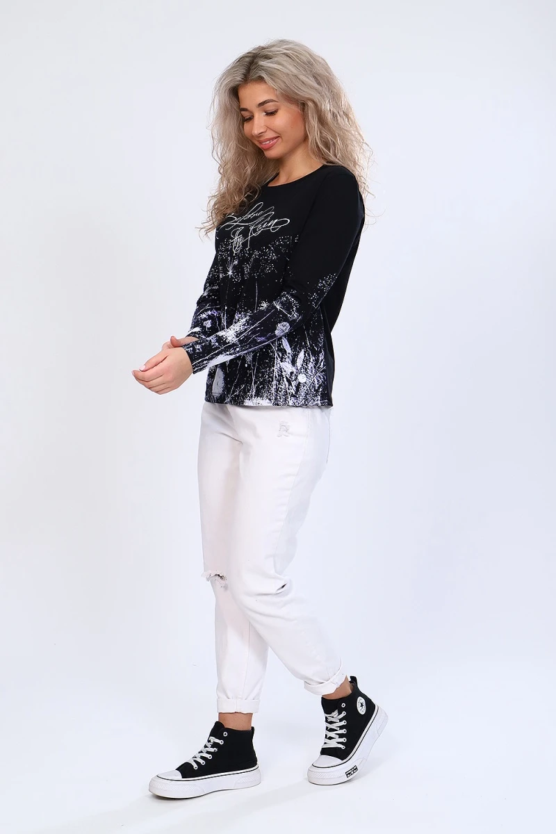 Лонгслив 70043 с длинным рукавом (черный)