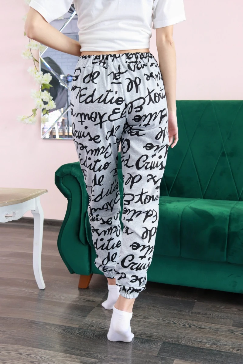 Брюки 8035 (буквы на сером)