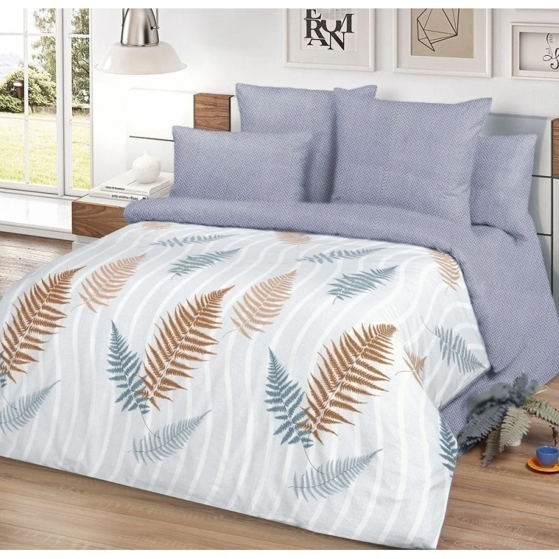 КПБ "МИЛАН" поплин "Папоротник+Зигзаги" ком. р. 2.0 сп. Евро