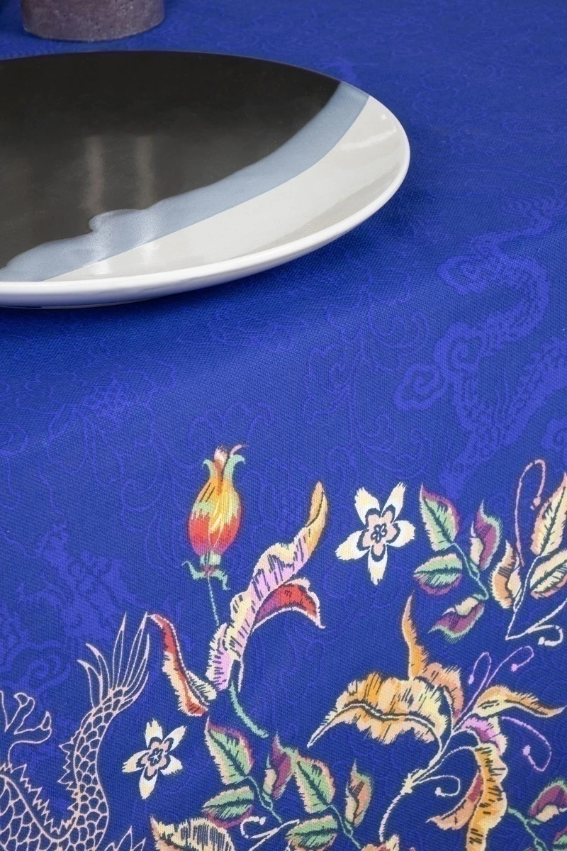 Скатерть рогожка "ТЛ" Символика Год дракона (индиго)