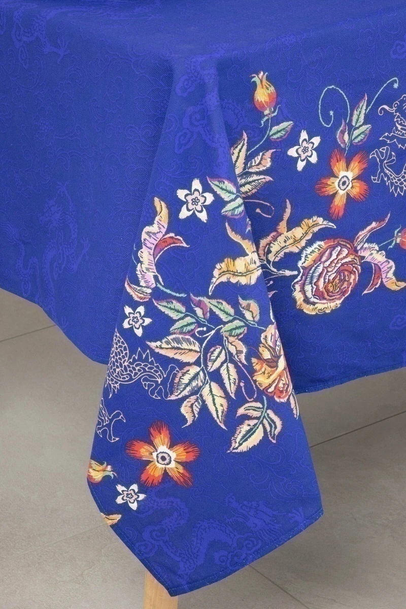 Скатерть рогожка "ТЛ" Символика Год дракона (индиго)