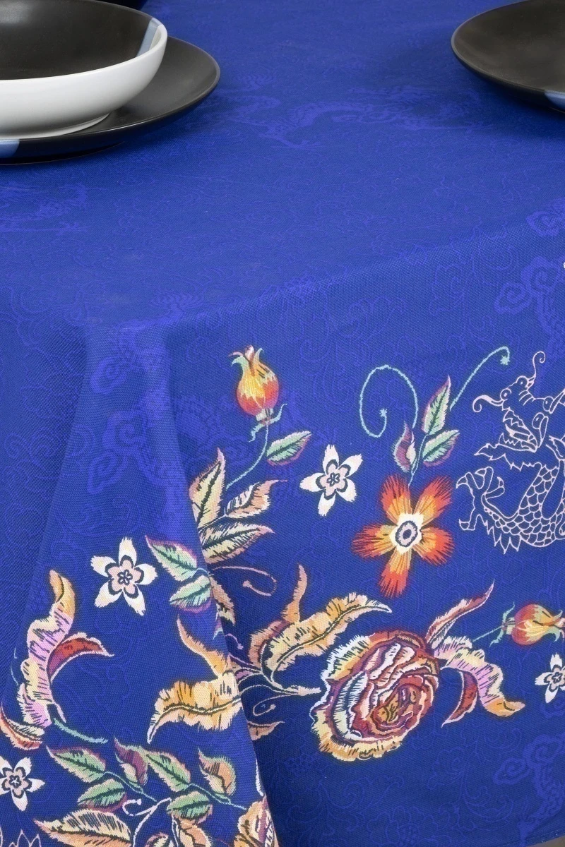 Скатерть рогожка "ТЛ" Символика Год дракона (индиго)