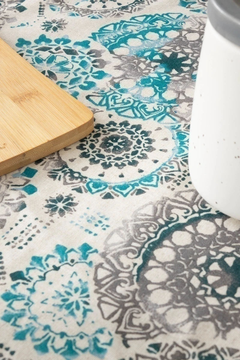 Скатерть круглая полулен "ГЯ" Мистерия (зеленый) (145х145 см)