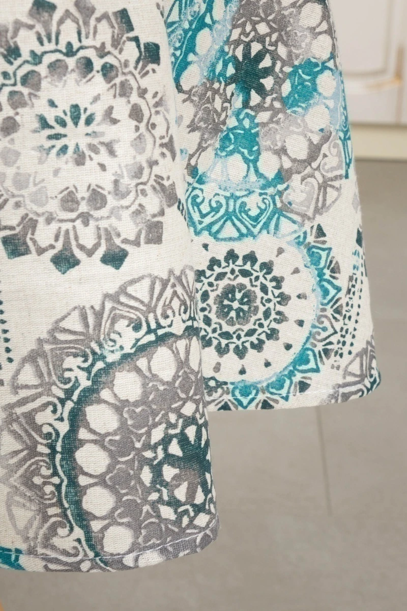 Скатерть круглая полулен "ГЯ" Мистерия (зеленый) (145х145 см)