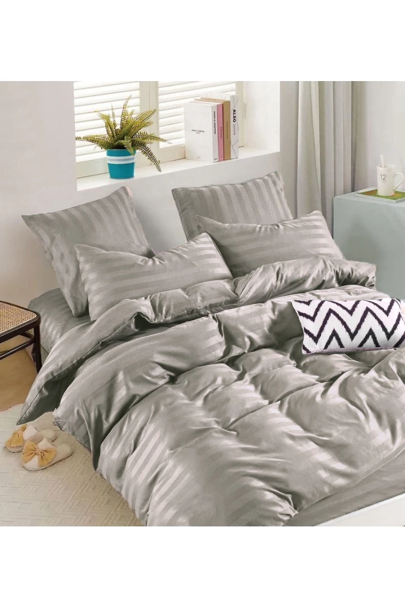 Простыня на резинке страйп-сатин "ЕА" 130г/м "ЕА-Орех" арт. 15-0703 (полоса 3*3 см) (240 см)