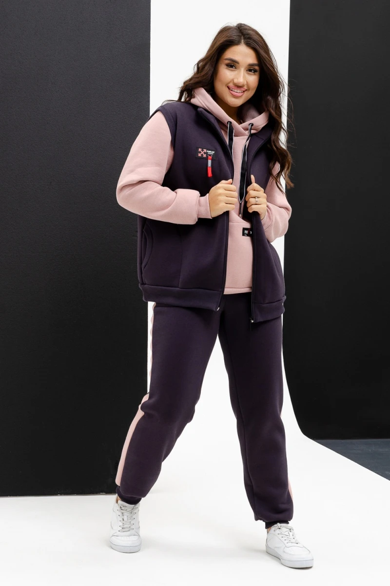 Костюм с брюками Софт (антрацит+пудра)