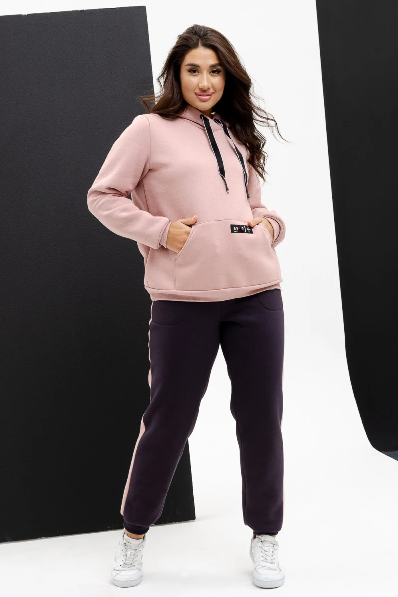 Костюм с брюками Софт (антрацит+пудра)